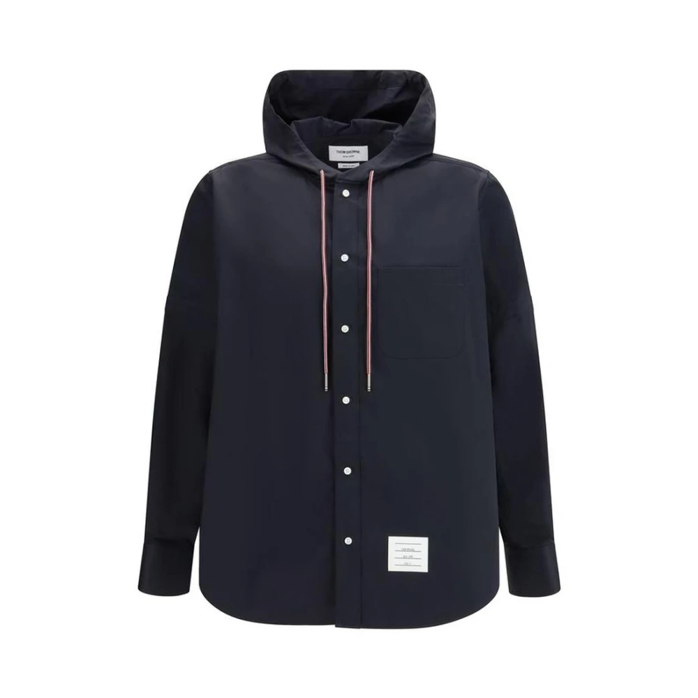 Thom Browne Men's Black Polyamide Sweatshirt With Ribbed Trims And Front Zip
