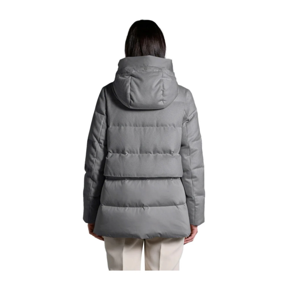 Duno Grijze Gewatteerde Hoodiejas met Wol Gray Dames