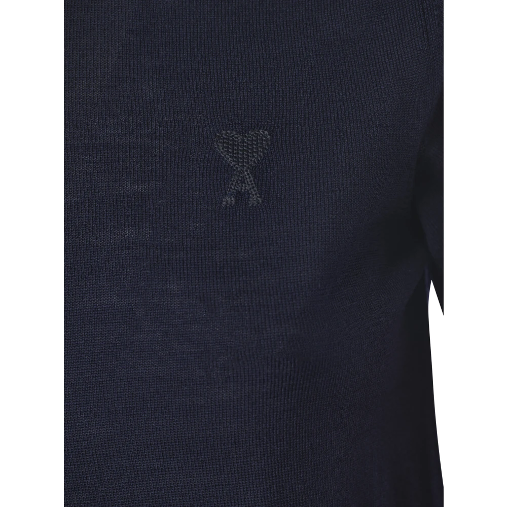 Ami Paris Slim Crewneck Sweaters Blue Dames