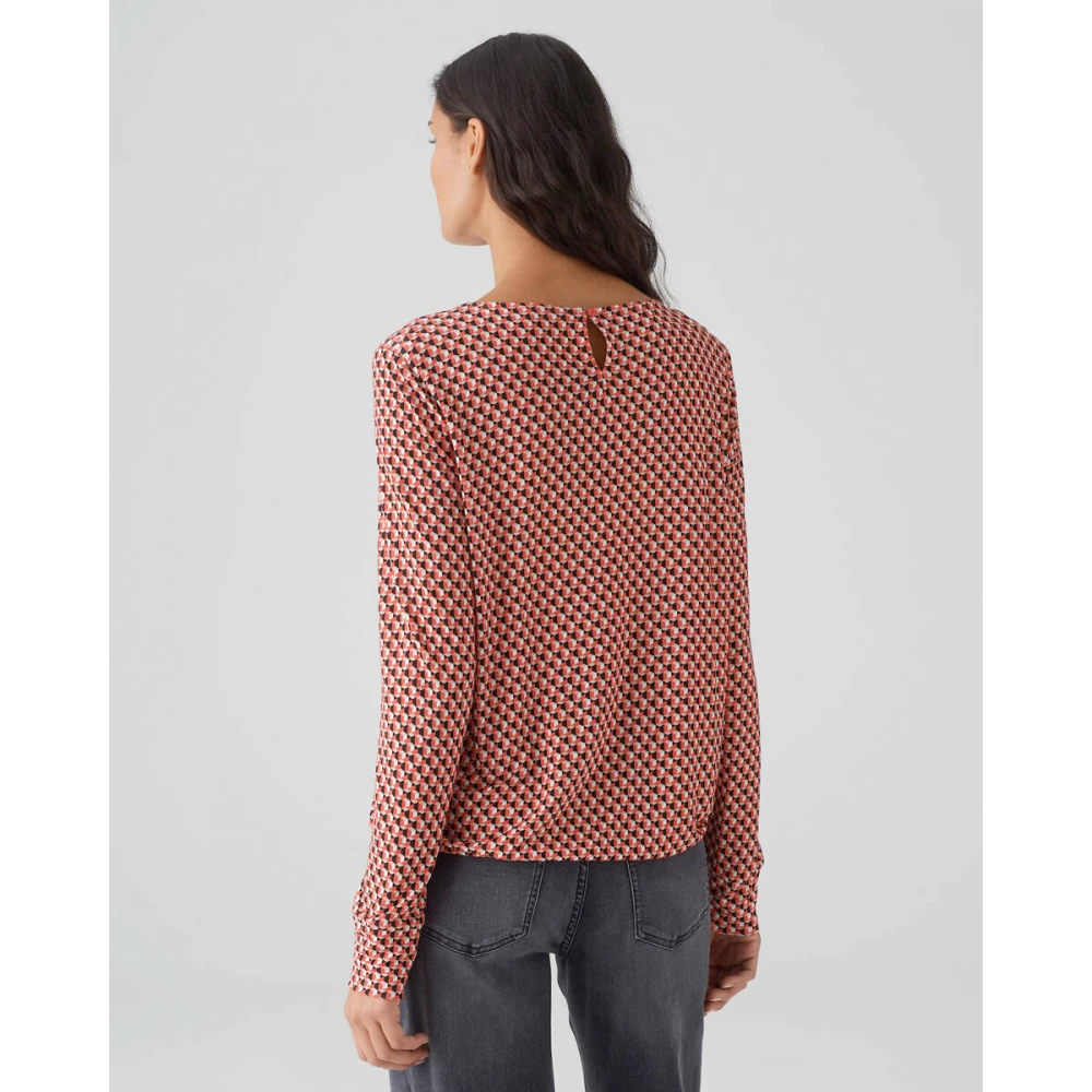 Opus Abstracte korte mouw top Red Dames