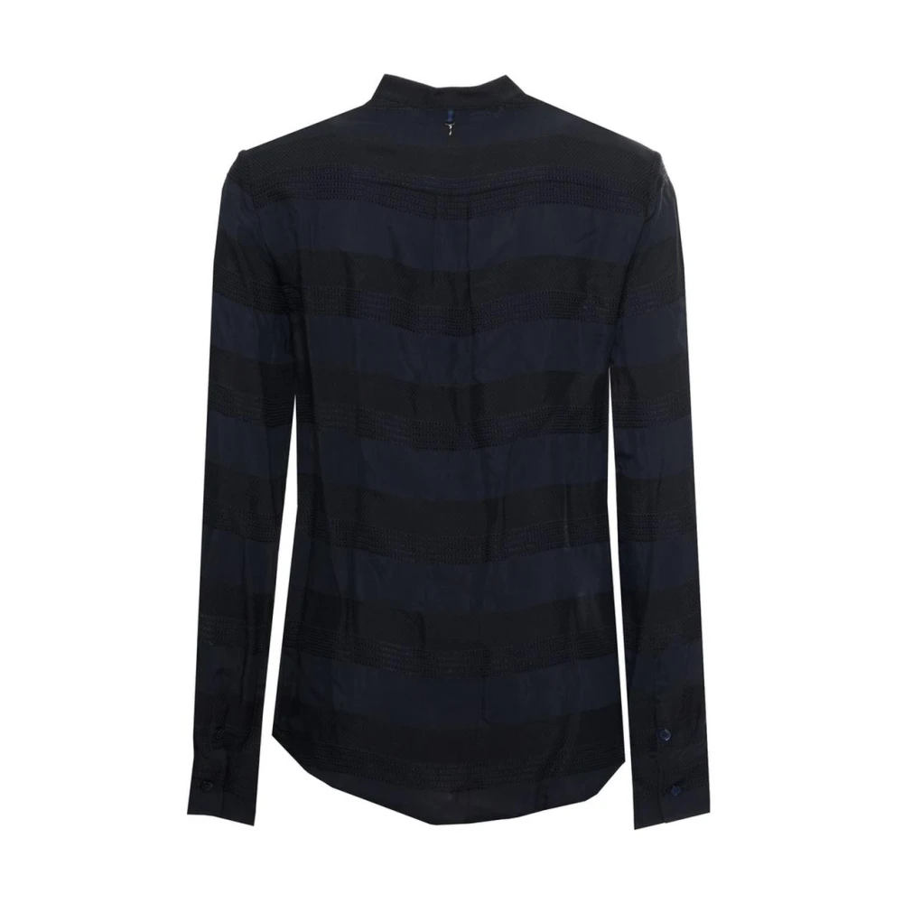 Harmont & Blaine Blauwe Mandarin Kraag Lange Mouw Blue Dames