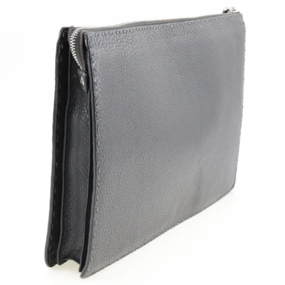 Fendi Vintage Pre-owned Leather clutches Black Dames