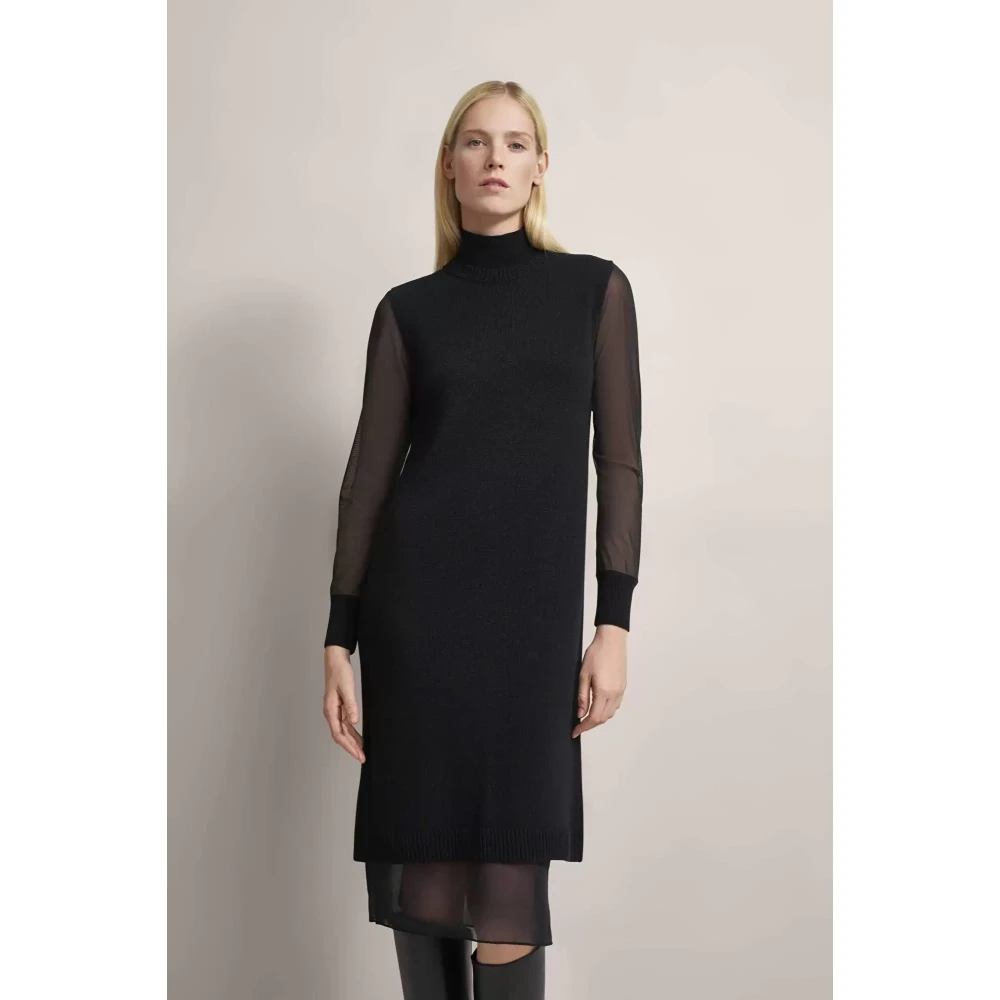 Bugatti Stijlvolle Mesh Jurk met Tule Overlay Black Dames
