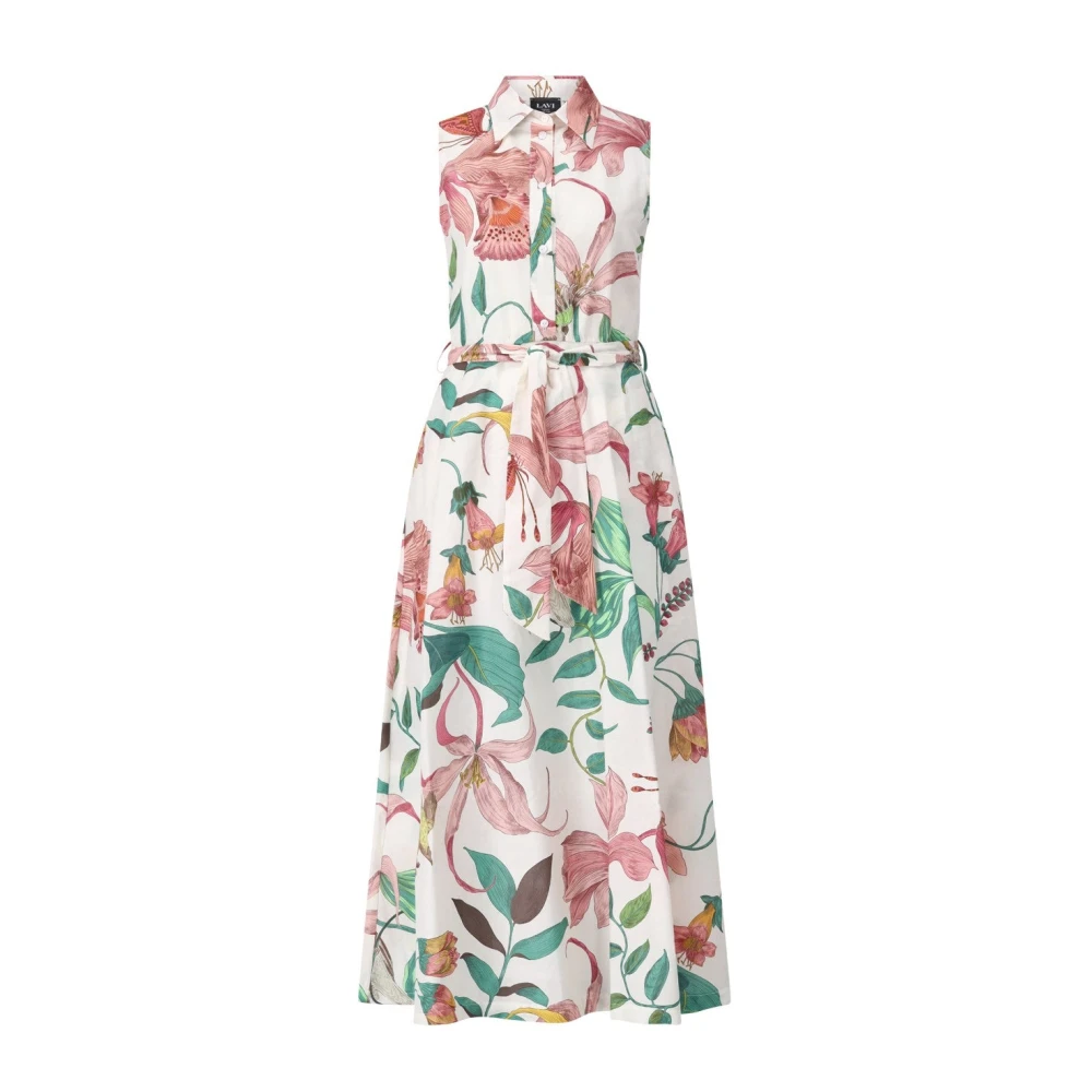 Lavi Flora-Fauna A-lijn Jurk met Riem Multicolor Dames