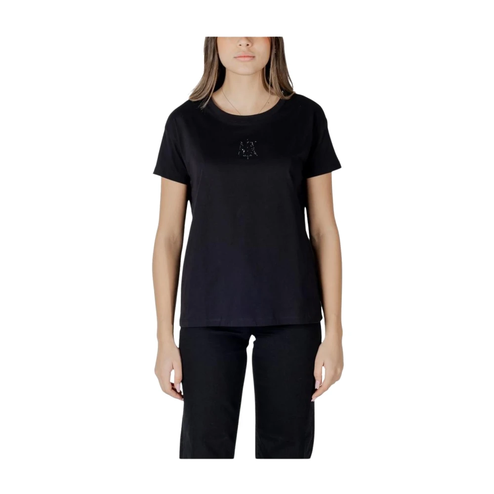 Armani Exchange Women's Black Boyfriend Fit T-Shirt In Cotton Jersey With A Logo Icon - Image 5
