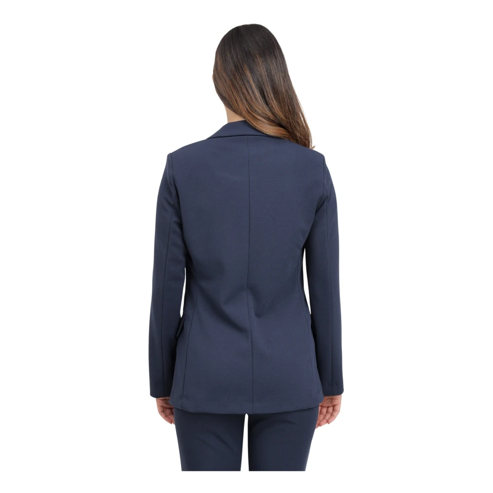 ViCOLO Blauwe Single-Breasted Jas Elegante Klassieke Stijl Blue Dames