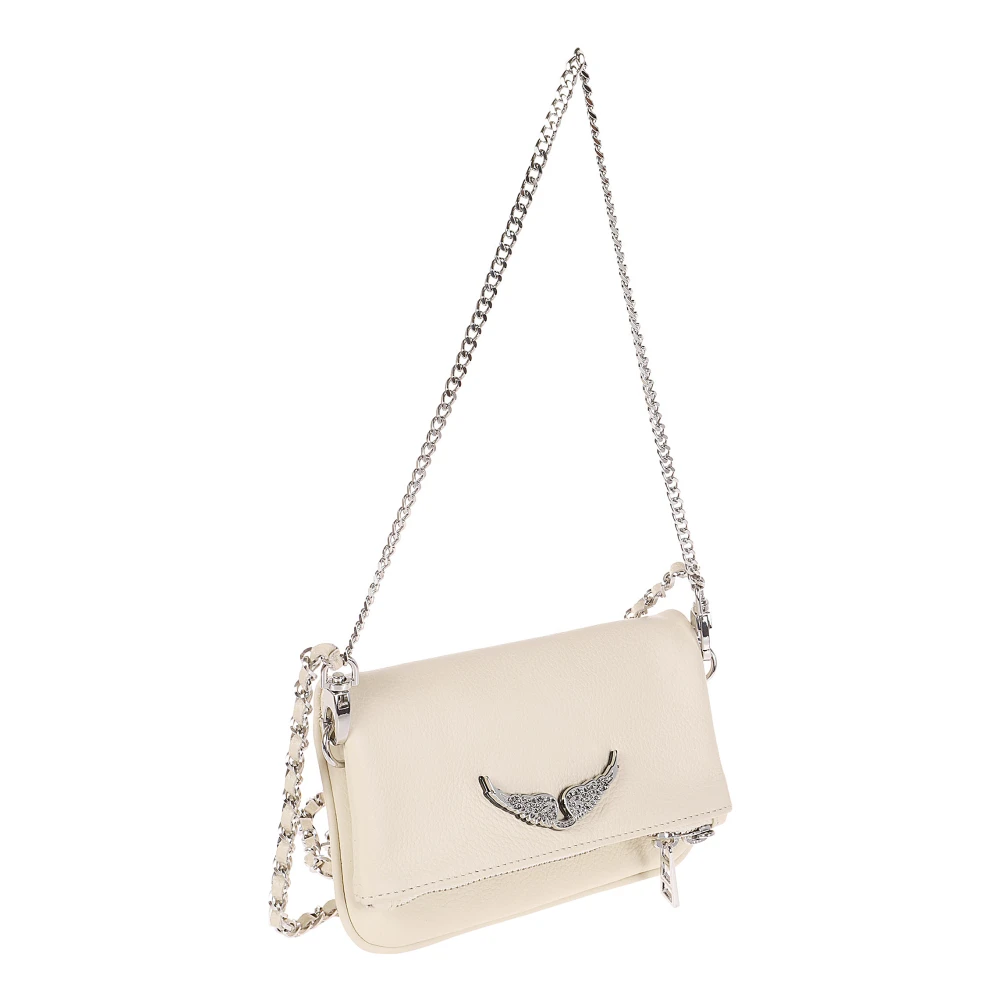 Zadig & Voltaire Nano Swing leren tas met strass logo White Dames