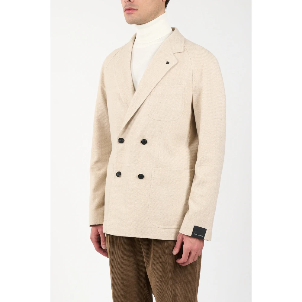 Tagliatore Dubbelbreasted jas in diagonale stof Beige Heren