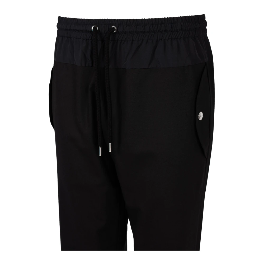 Les Hommes Elegant Slim Fit Wool Trousers Black Heren