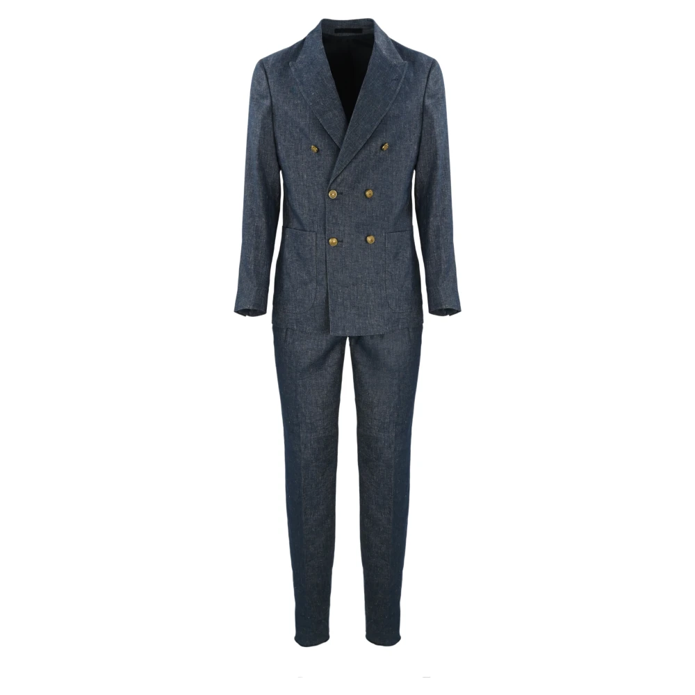 Eleventy Single Breasted Suits Blue Heren