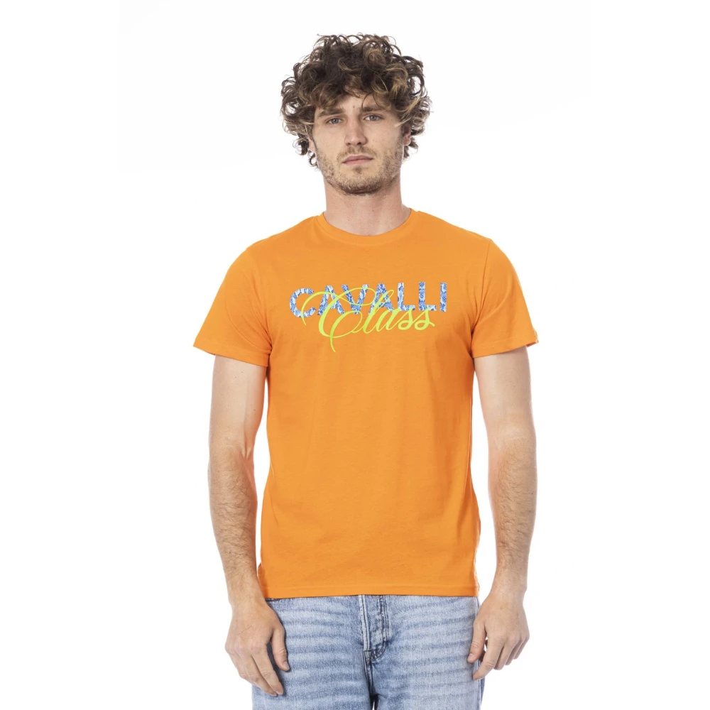 Cavalli Class Korte mouw met logo print T-shirt Orange Heren