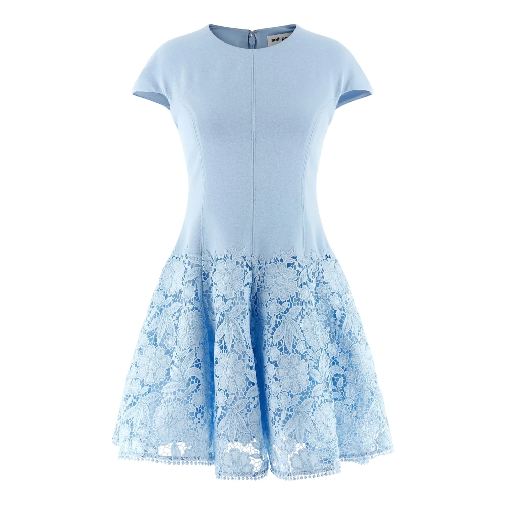 Self Portrait Women's Blue Crepe Lace Mini Dress - Party Dresses - M - Dresses