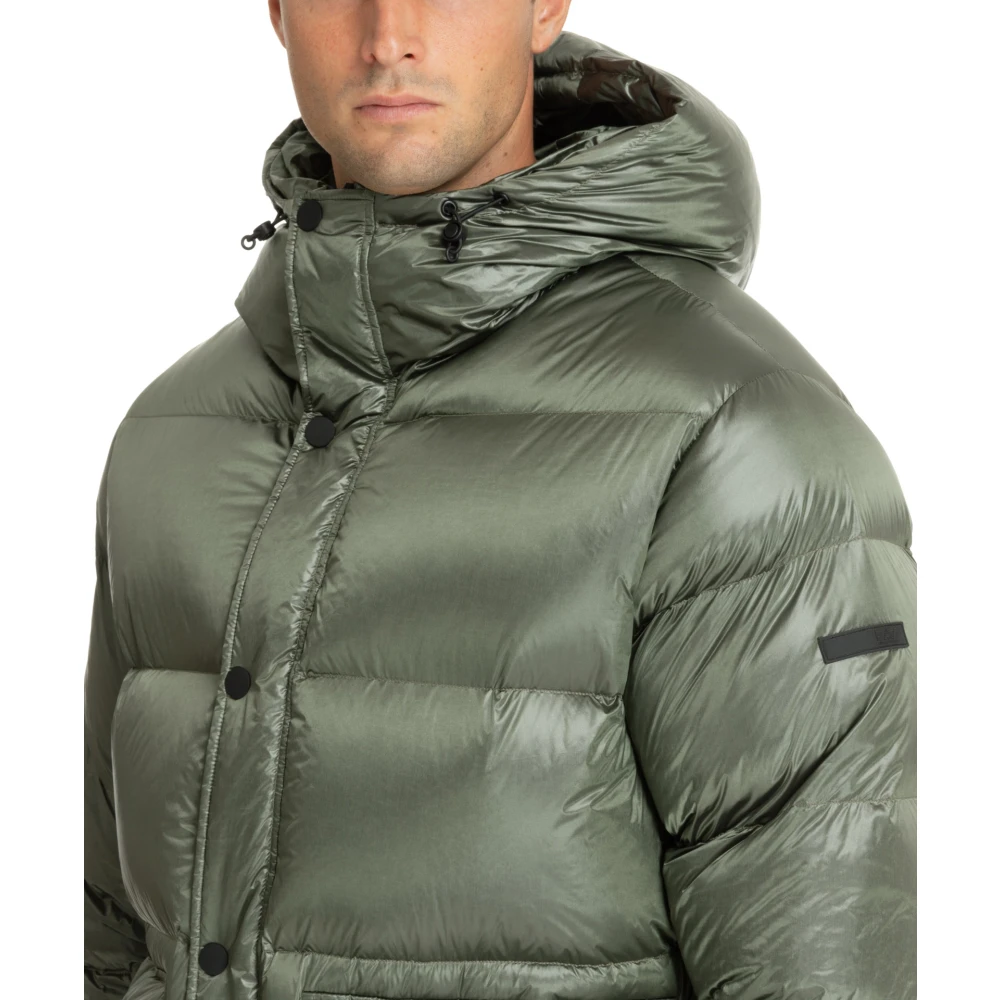 Emporio Armani EA7 Snap-Zip Plain Logo Zakken Donsjas Green Heren