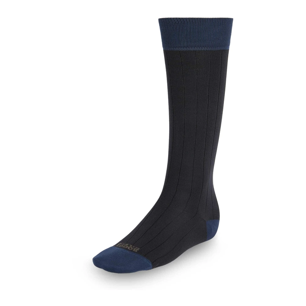 Boggi Milano Geribbelde sokken in performance garen Black Heren