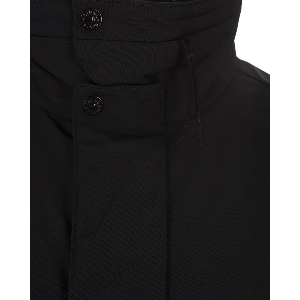 Stone Island Zwarte capuchon blouson polyester jas Black Heren