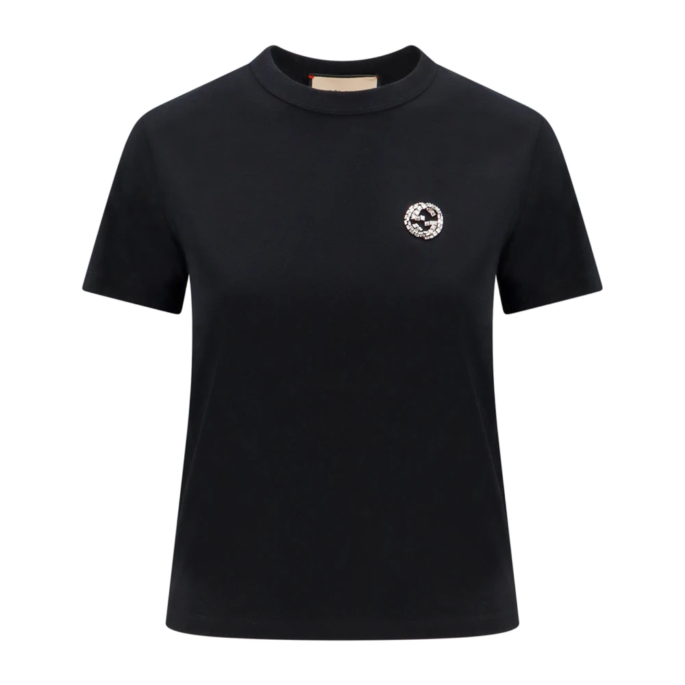 Gucci Rhinestone Crew-neck T-Shirt Black Dames