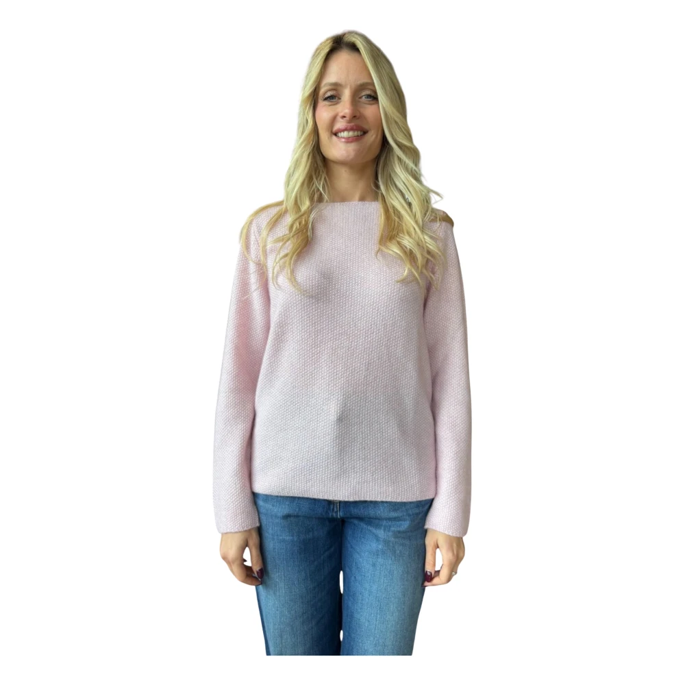 Gran Sasso Honingraat Truien met Ronde Hals Pink Dames