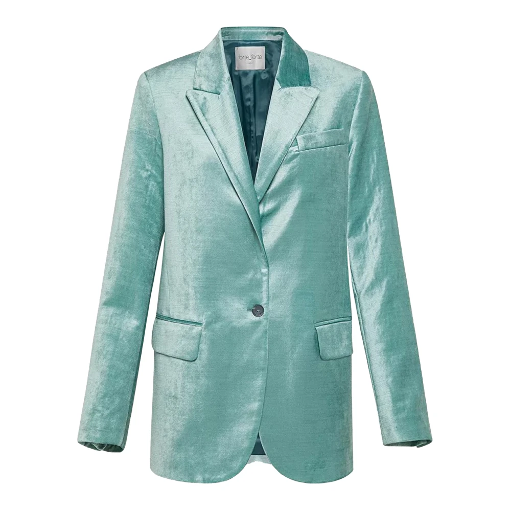 Forte Fluwelen Blazer met Delicate Vlammen Green Dames