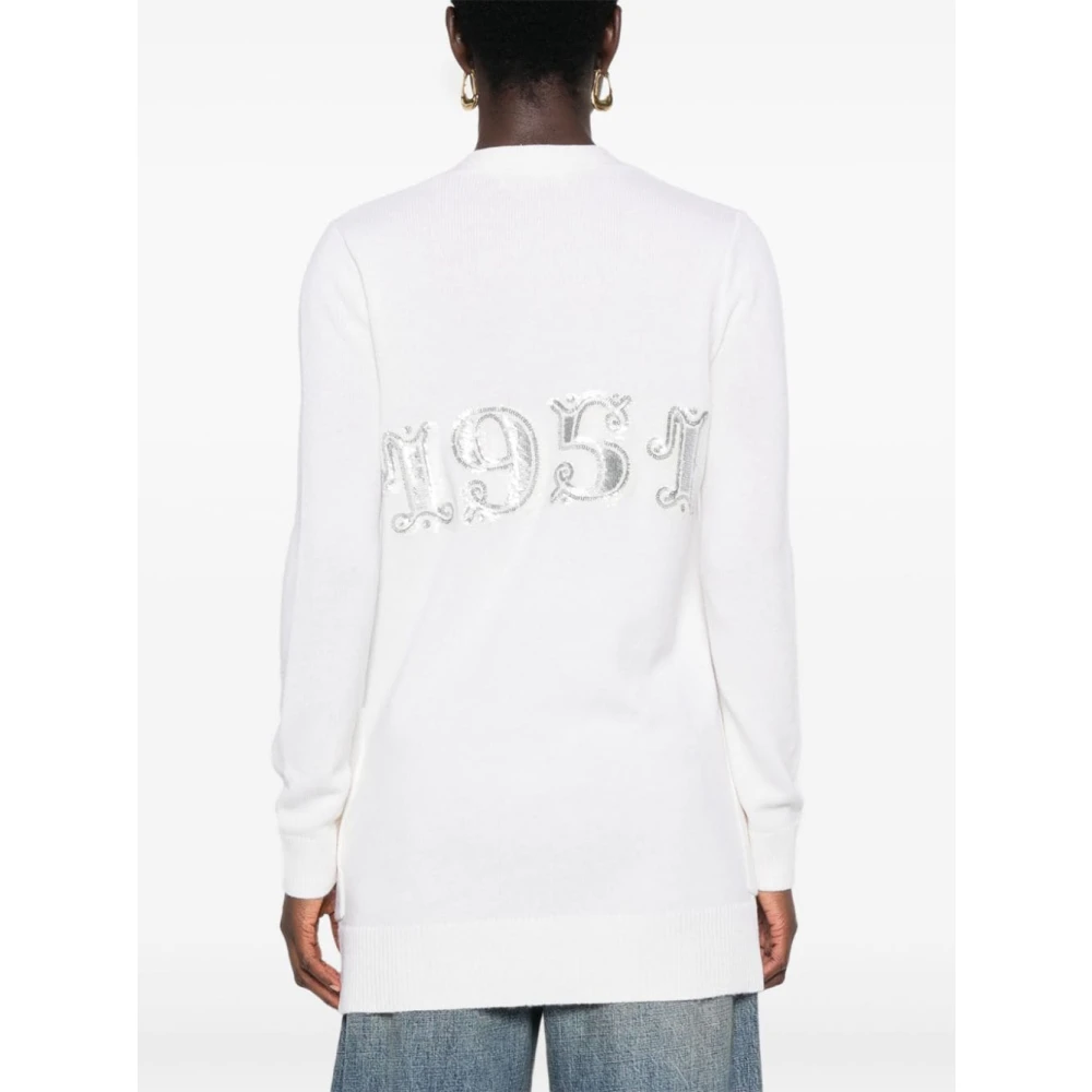 Max Mara Roomwitte Wol-Kasjmier Trui V-Hals White Dames