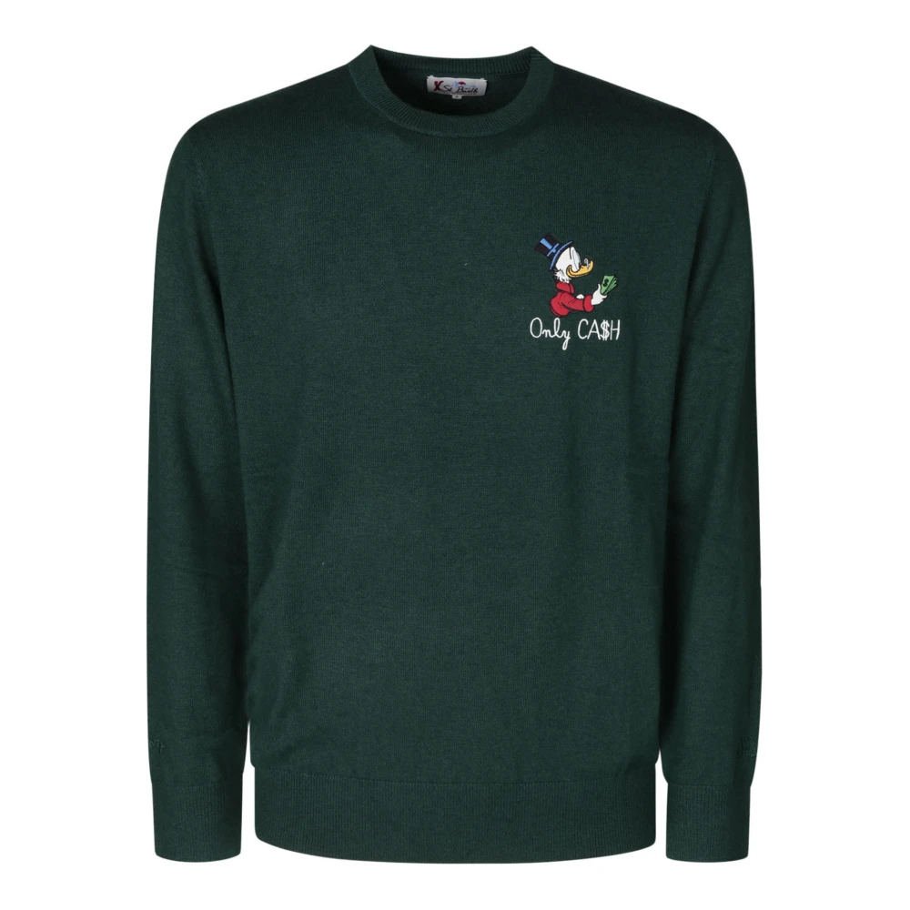 MC2 Saint Barth Wollen Crew Neck Pullover met Lettering Green Heren