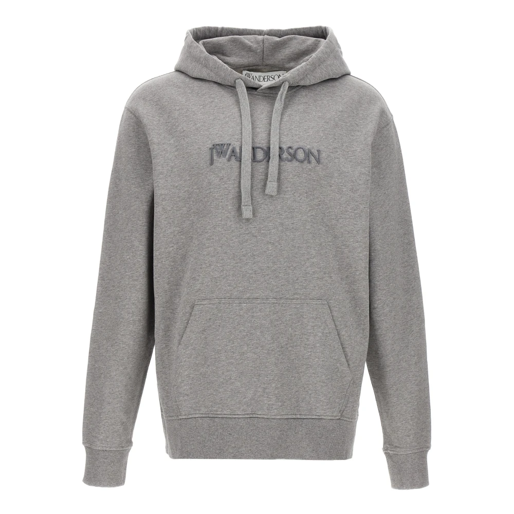 Jw Anderson Men's Gray Hoodies, S, Logo Embroidery Hoodie