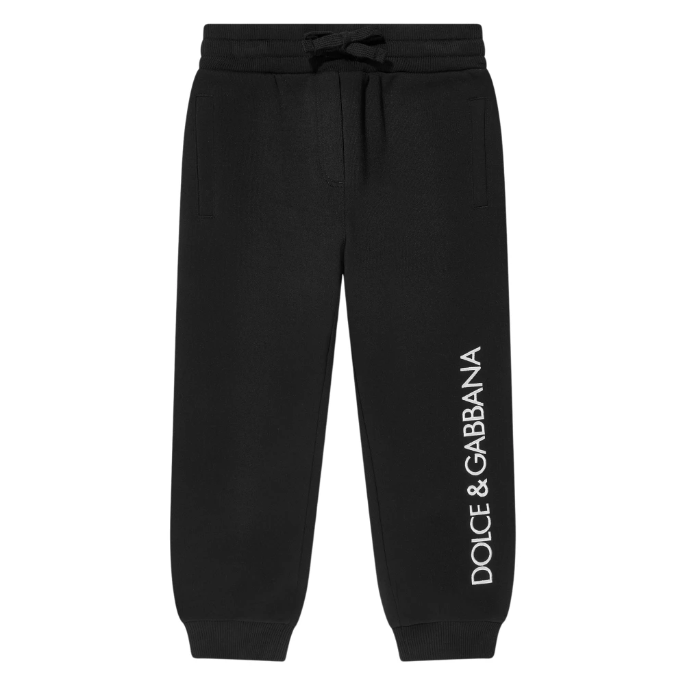 Dolce & Gabbana Girls Black Sweatpants, 6 Y, Logo Joggers In