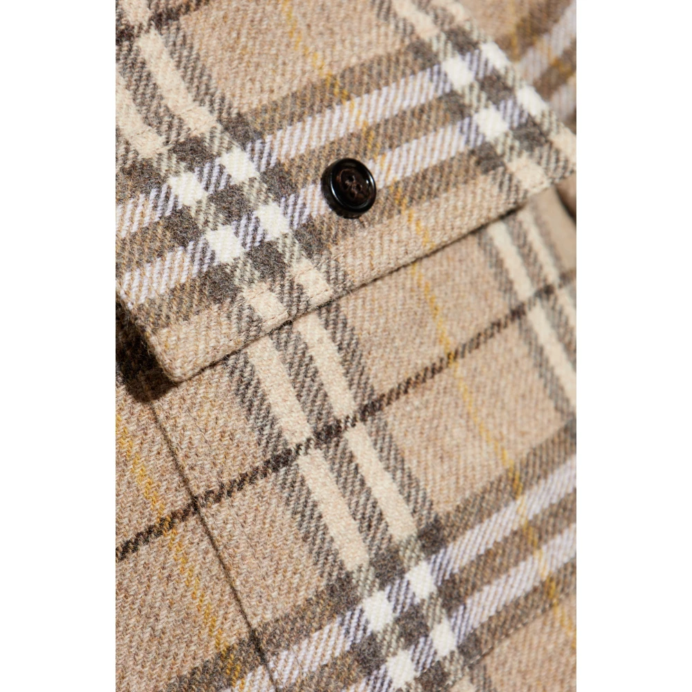 Burberry Wollen shirt met ruitpatroon Beige Heren