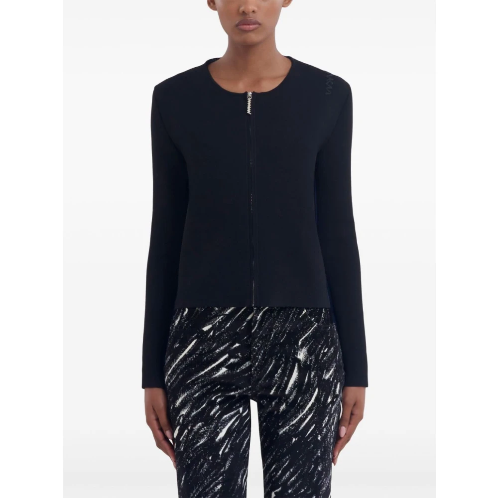 Marni Zwarte Rits Logo Vest Marineblauw Rug Black Dames