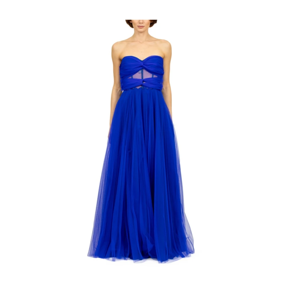 19:13 Dresscode Blauwe Tule Lange Jurk met Sweetheart Halslijn Blue Dames