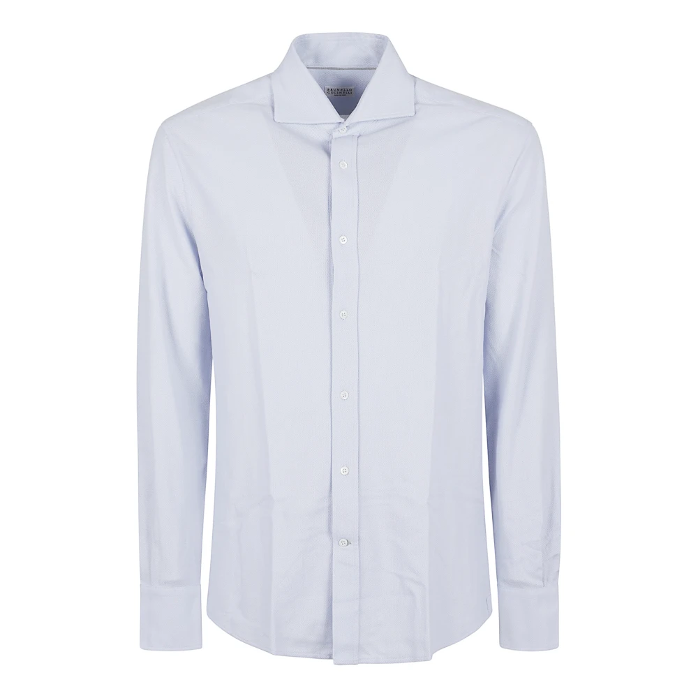 BRUNELLO CUCINELLI Blauw Katoenen Overhemd Elegante Stijl Blue Heren