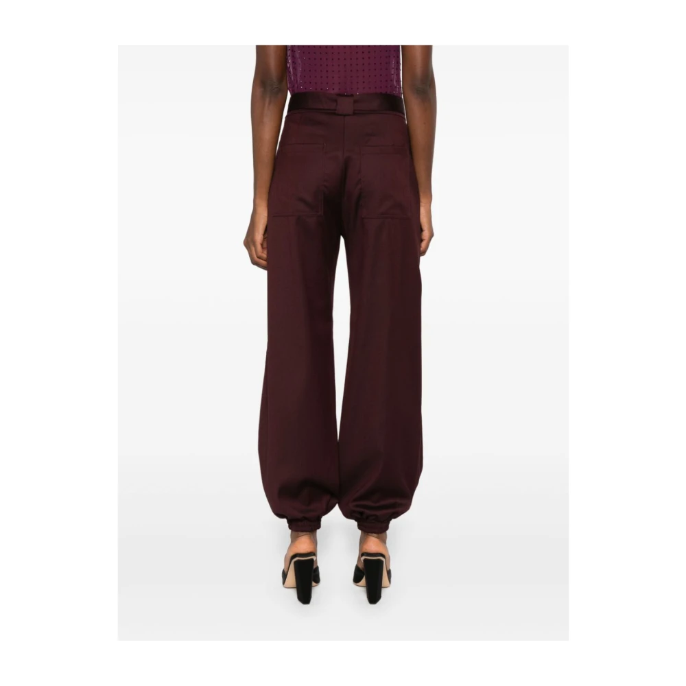 pinko Rode Wolmix Twill Broek Brown Dames
