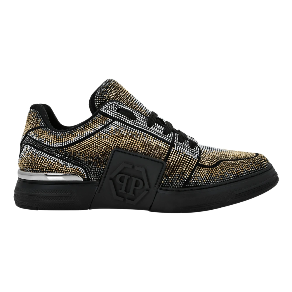 Philipp Plein Suede Lo-Top Sneakers Strass Hexagon unisex Schoenen Bruin