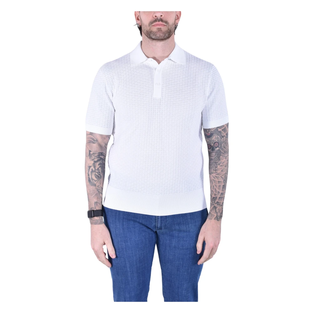 Kangra Mannelijk Wit Tops Heren, 2XL, Katoen, Polo Met Knopen En Korte Mouwen