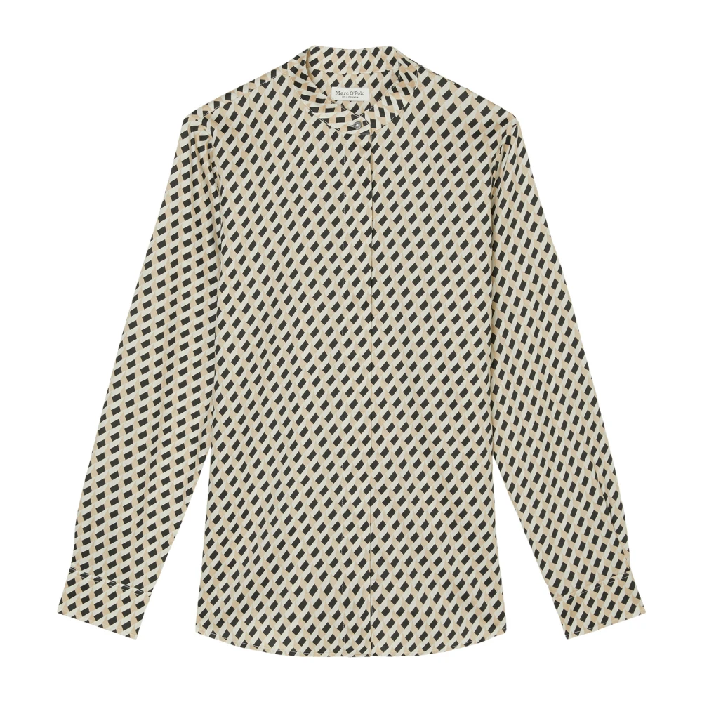Marc O'Polo Blouse met norHeren opstaande kraag Beige Dames