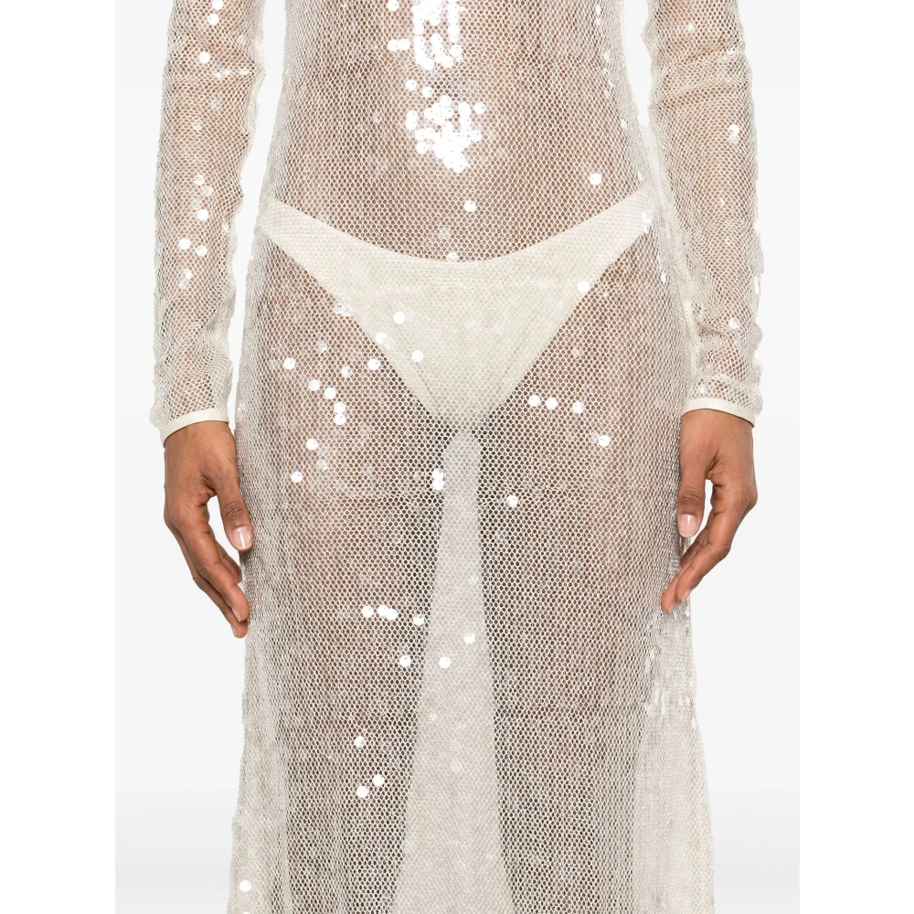 David Koma Witte Paillettenjurk met Open Rug White Dames