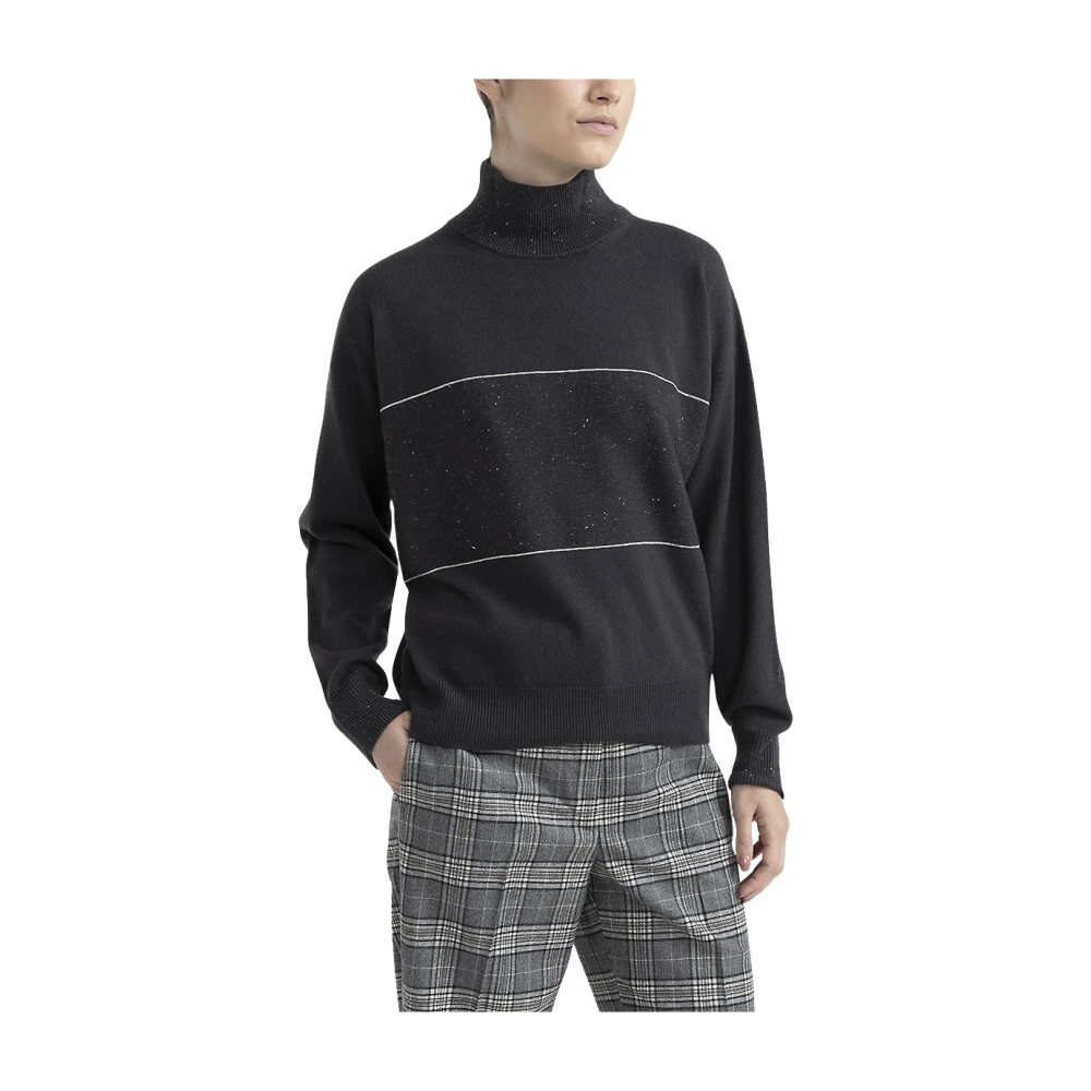 PESERICO Wol zijde kasjmier en lurex trui Gray Dames