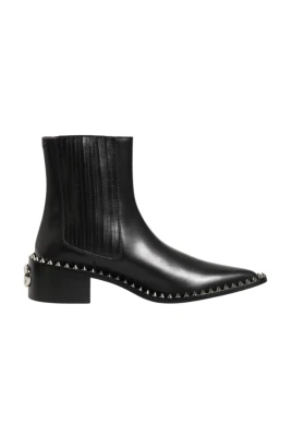 Svarta Studded Läder Herr Korta Stövlar