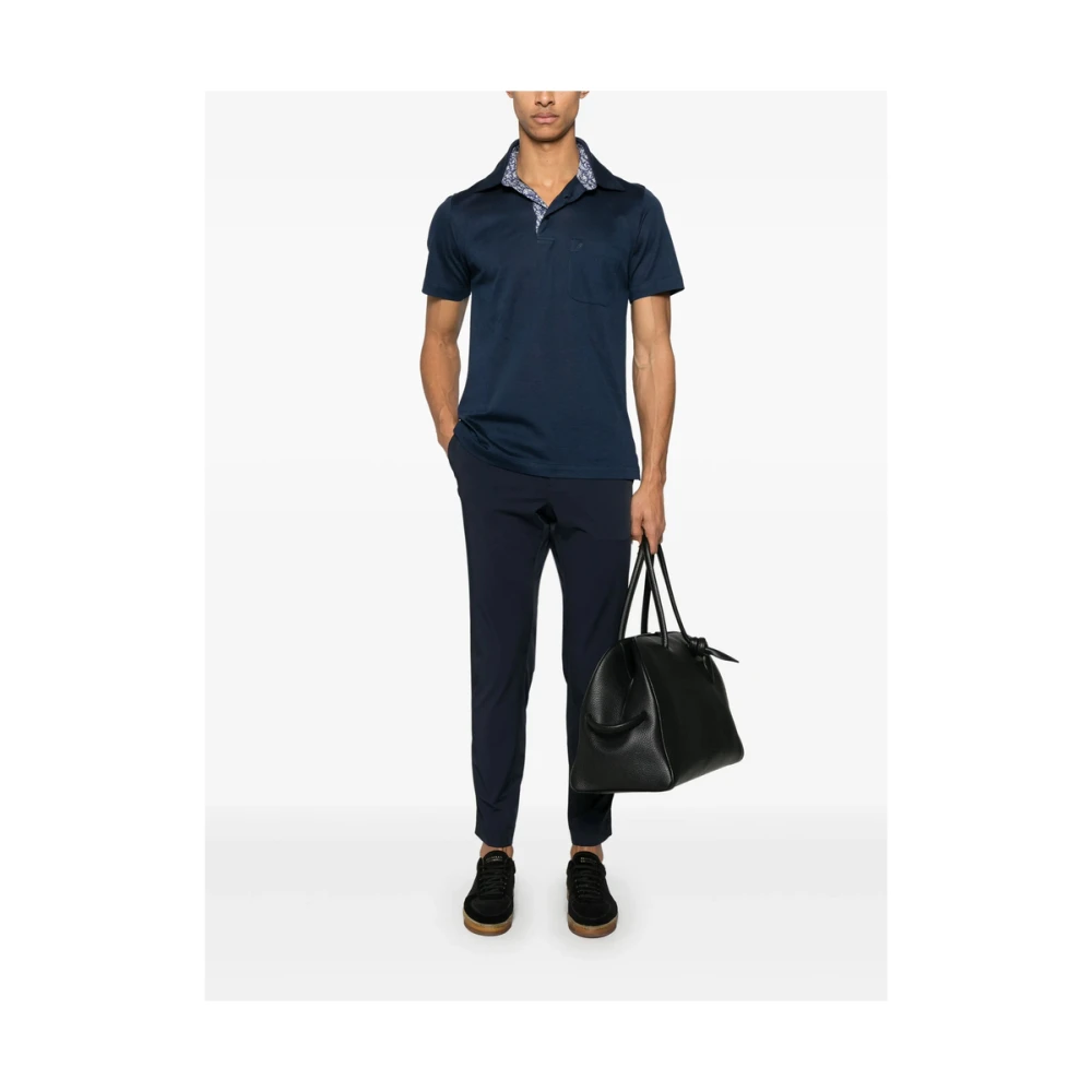 Incotex Navy Blue Front Button Broek Blue Heren