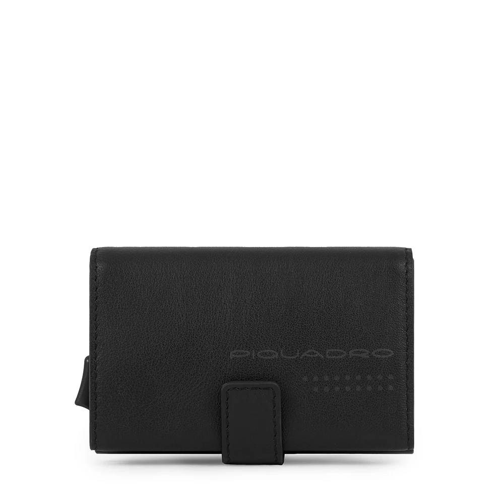 Piquadro Mannelijk Zwart Credit Card Holder Case In Metal