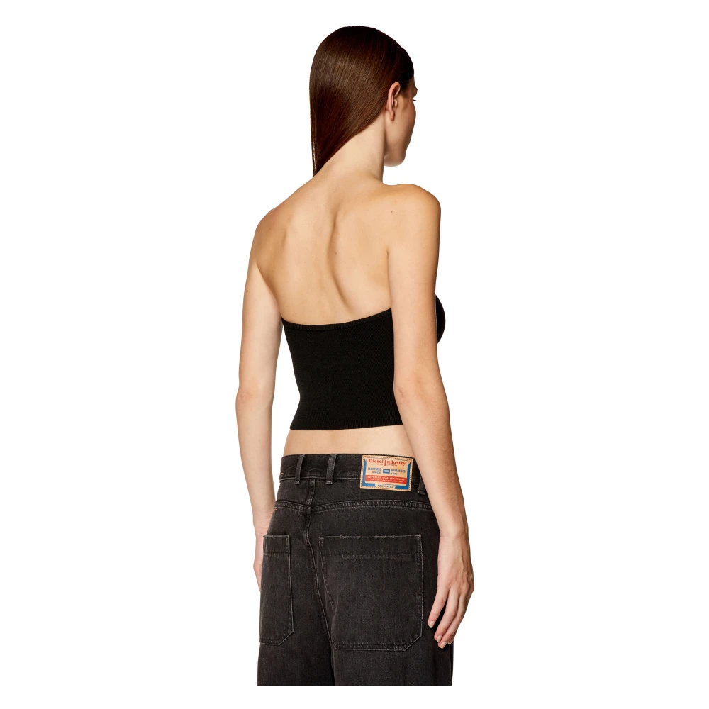 Diesel Tube top with logo plaque Black Dames