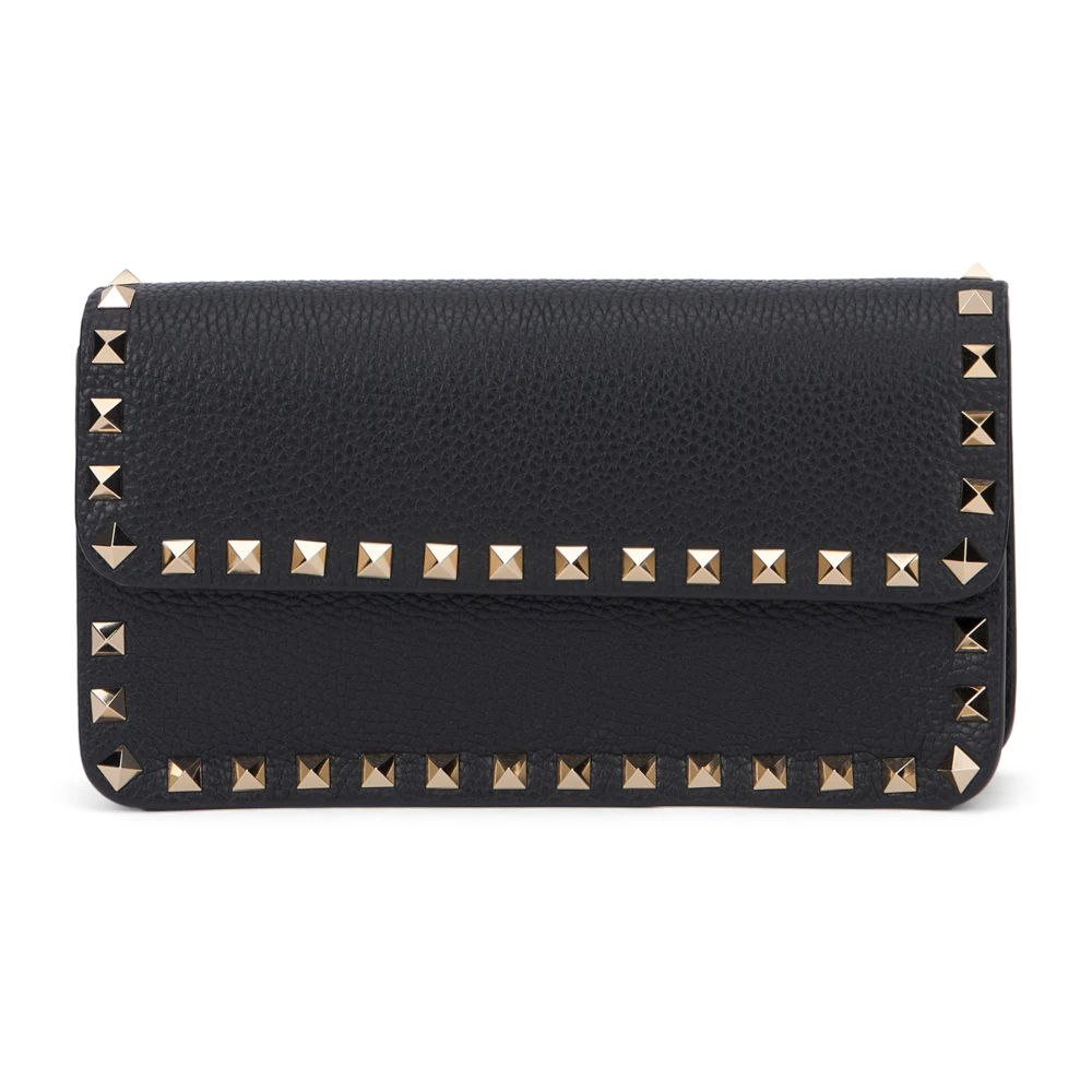Valentino Garavani , Cross Body Bags, Female, Black, One Size, Rockstud Clutch Bag In Leather
