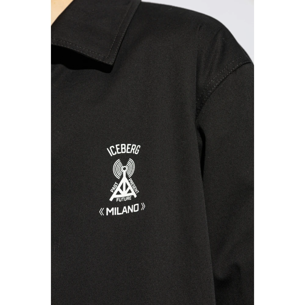 Iceberg Katoenen jas met logo Black Heren