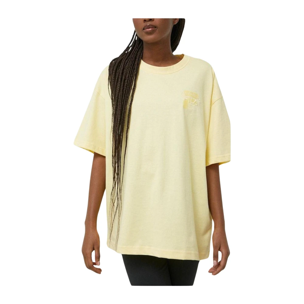 Fila Logo Detail Katoenen T-shirt Vrouw Yellow Dames