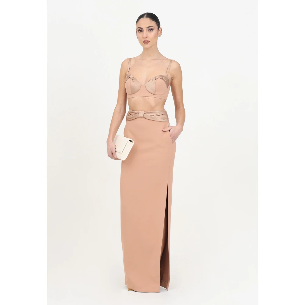 Elisabetta Franchi Elegante Nude Lange Rok Beige Dames