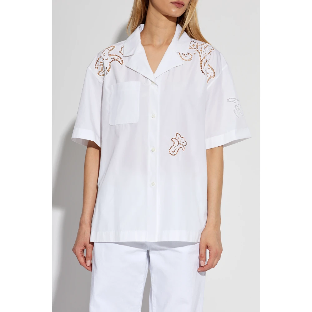 Versace Shirt met openwerkpatroon White Dames