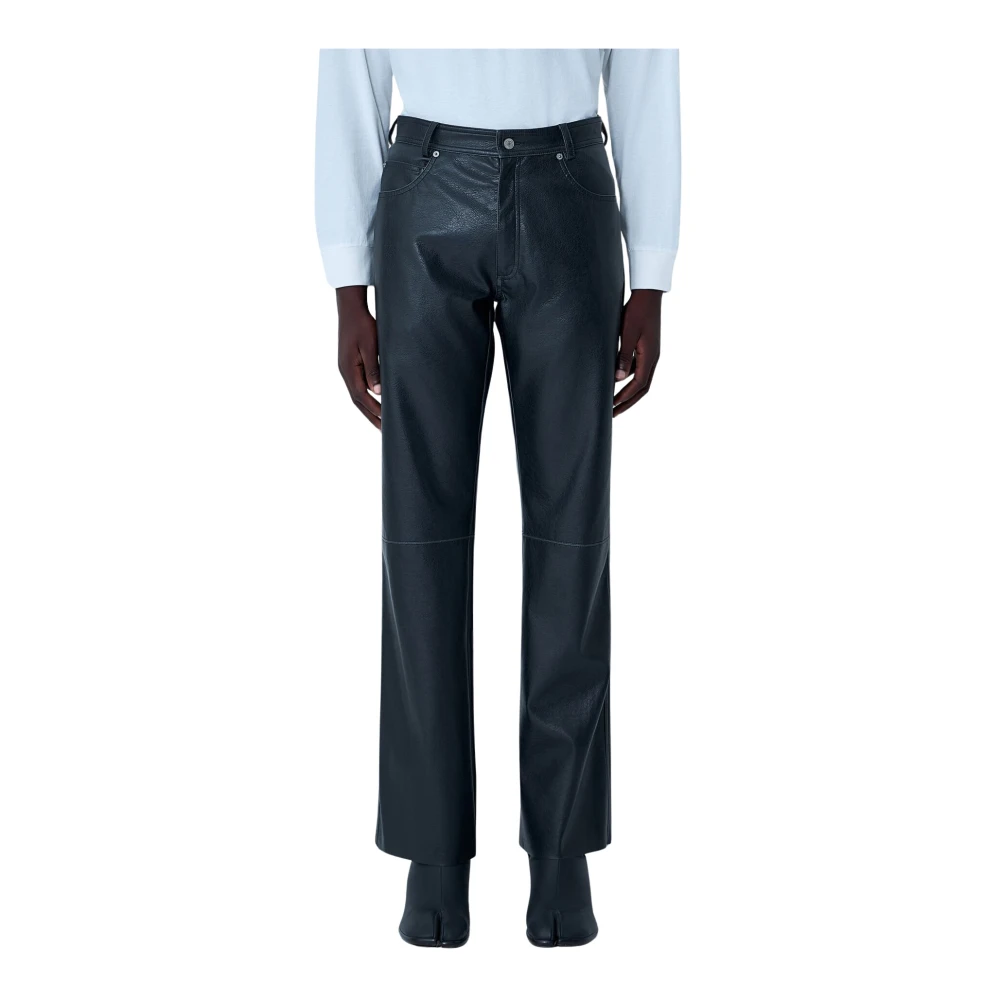 Mm6 Maison Margiela Straight Trousers, Male, W33, Coated Trousers Black