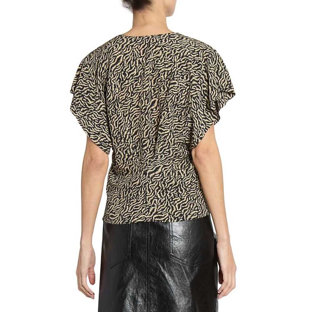 Isabel Marant Étoile Abstract Print V-Hals Top Black Dames