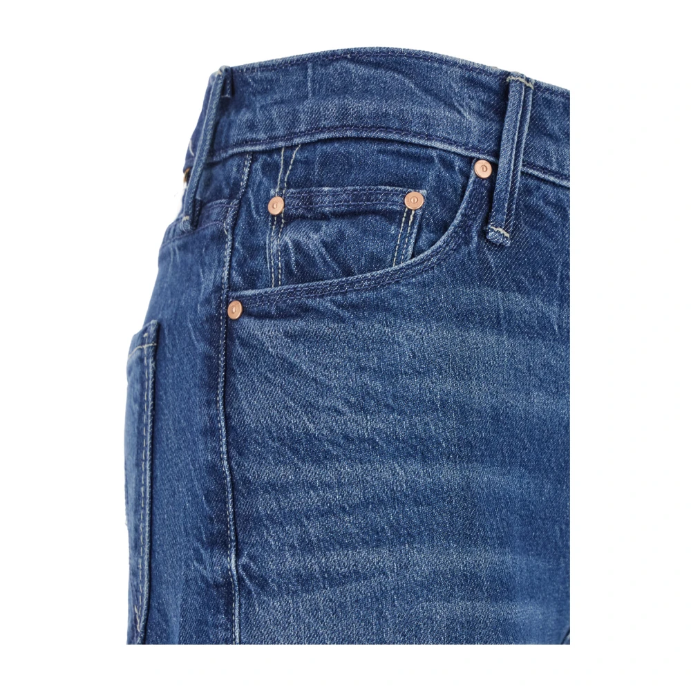 Mother Twisted Blauwe Fray Jeans met gebleekt effect Blue Dames
