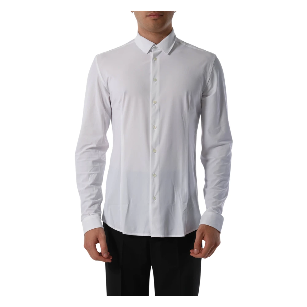 PATRIZIA PEPE Jersey Katoenen Shirt met Voorknoppen White Heren