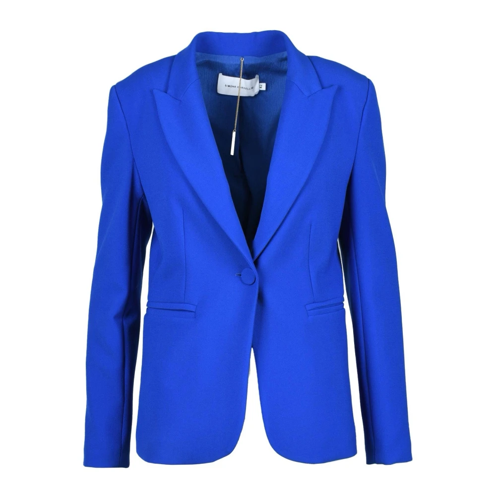 Simona Corsellini Elegante Jas met Polyester Mix Blue Dames